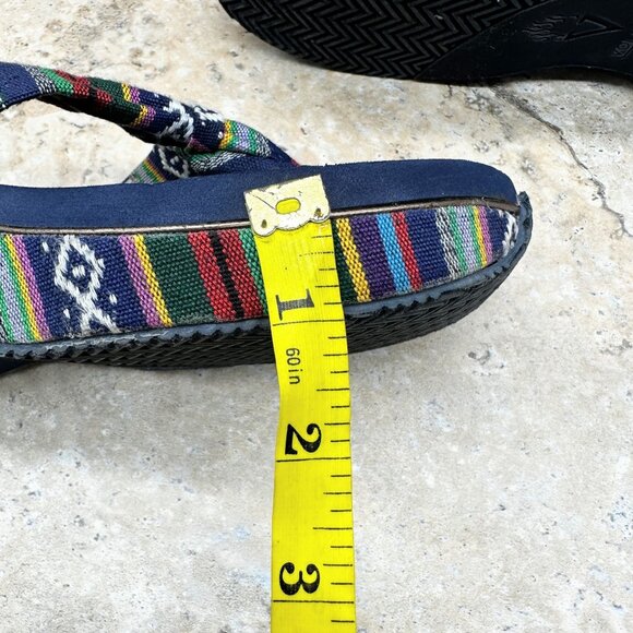 Volatile Sandals Womens Size 9 Navy Blue Serape Flip Flop Wedge Slides - Picture 10 of 11